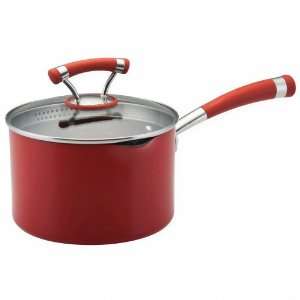  Circulon 3qt Covered Straining Saucepan   Red Kitchen 