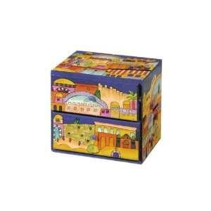   Large Wooden Jewelry Box With Jerusalem Depictions