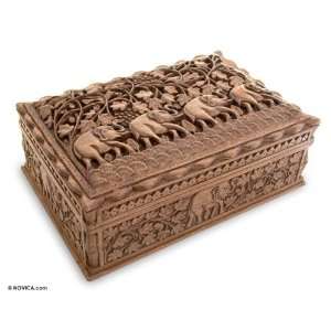  Walnut jewelry box, Elephant Trek