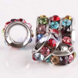 WHOLESALE CRYSTAL RHINESTONE RONDELLE SPACER CHARM BEADS FINDING FIT 