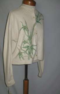 1950s Burdines Cashmere? Hand Painted Sweater LG  
