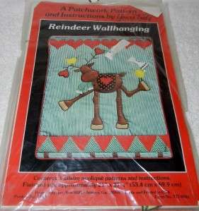 Patchwork Pattern Quilting Reindeer Wallhanging Pattern Hears 
