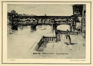 rare by artist what s new vintage art 1914 print ponte vecchio bridge 