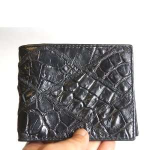   Crocodile Skin Leather Men Bifold Wallet Black: Everything Else