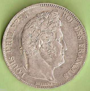 King LOUIS PHILIPPE I 5 FRANCS SILVER 1837 B ROUEN  