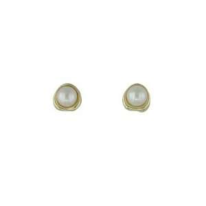   Shaped Stud with La Pink Golde Pearl Screwback Earrings (4mm) Jewelry