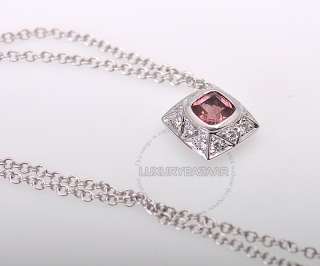 Asprey 18K White Gold Diamond Light Pink Tourmaline Necklace  