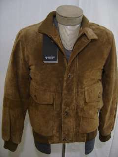 YORKE Genuine Luxury Suede Leather Zip S Jacket Brown Mens Coat 