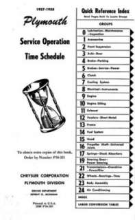 1957 1958 PLYMOUTH Service Operation Time Schedule  