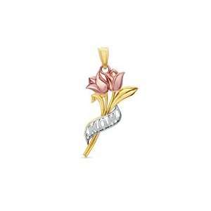  MOM with Tulips Charm in 10K Tri Tone Gold 10K FRIEND/FMLY 
