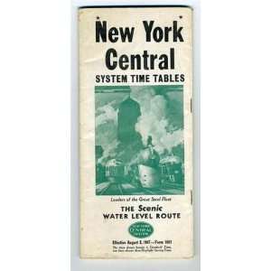 New York Central System Time Tables August 1947 Scenic Water Level 