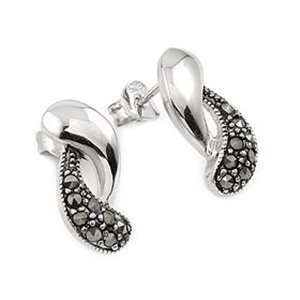  Marcasite Abstract Sterling Silver Earrings: Jewelry