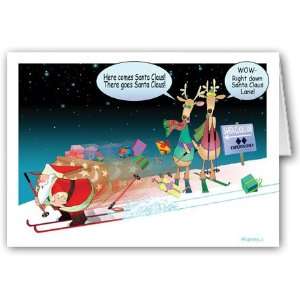  Downhill Skiing Santa Christmas Card: Home & Kitchen