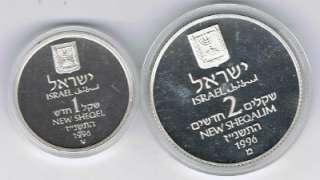 ISRAEL 1996 P.M. YITZHAK RABIN PR+BU SILVER COINS +COA  