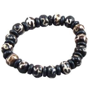   Om Symbol Yak Bone Prayer Beads Wrist Mala Arts, Crafts & Sewing