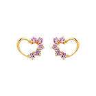 14K Yellow Gold Journey Heart Light Pink CZ Stud Earrings for Baby and 