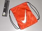 NIKE GYM BAG DRAW STRING BACK SACK BACKPACK BLACK ORANGE NEW NWT 