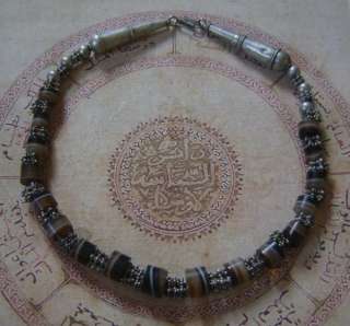 Antique Yemen Silver banded Agate Necklace Choker