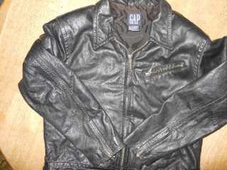 Girls Gap Black Leather Jacket size xlg (12 14) vguc  
