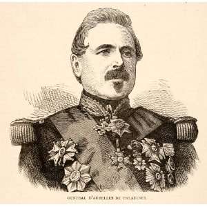  1874 Wood Engraving Portrait Costume Uniform General Louis 