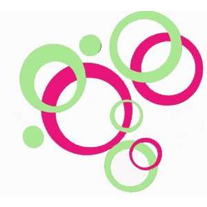 Key Lime Green & Hot Pink Wall Sticker Shapes Circles, Dots, Bubbles 