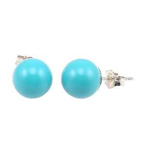  925 Sterling Silver 10mm Sleeping Beauty Turquoise Ball 