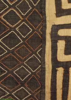 Kuba AppliquÃ©d/Embroidered Raffia Textile African  