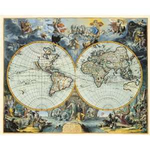  1683 Map of the World in Hemispheres by Johannes de Ram 