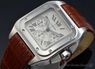 Mens Cartier Santos 100 XL Chronograph Steel Automatic Watch W20090X8 