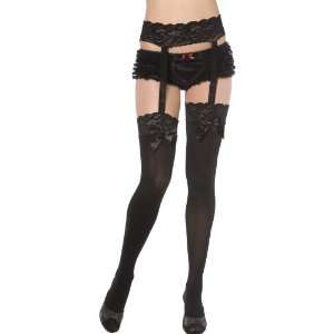  Smiffys Bijou Boutique Thigh High Stockings   Black Lace 