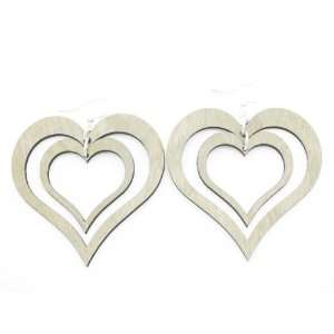  Natural Wood Double Heart wooden Earrings GTJ Jewelry
