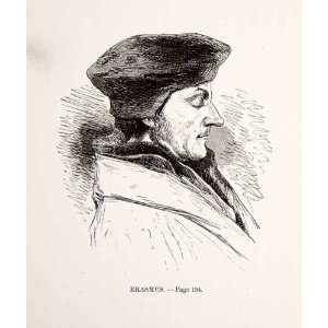 1875 Woodcut Alphonse Neuville Desiderius Erasmus Dutch Renaissance 