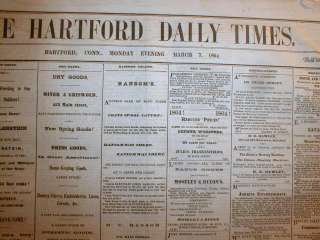 Lot of 4 1864 Civil War newspapers Hartford Daily Times CONNECTICUT 48 
