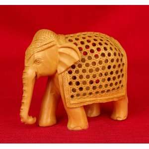  Miami Mumbai Jali Elephant Wood StatueWC038