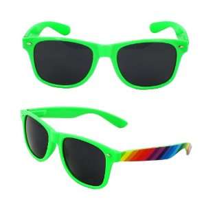  Stylish Wayfarer Sunglasses 222FDGNRSM Green Rainbow Frame 