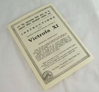 VICTROLA XI instruction manual book RCA record player  