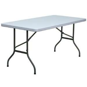  30 W Blow Molded Plastic Folding Table in Granite White 