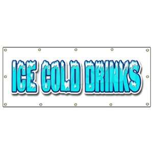  48x120 ICE COLD DRINKS BANNER SIGN drink cart stand beer 