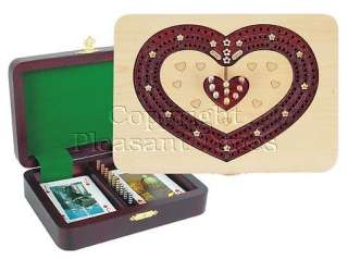 Heart Shape Continuous Cribbage Board inlaid with Maple / Bloodwood 