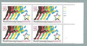 2748 WORLD UNIVERSITY GAMES US PLATE BLOCK MINT/NH  