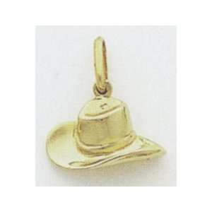  14kt Yellow Solid Gold Cowboy Hat Charm  A9383: Jewelry