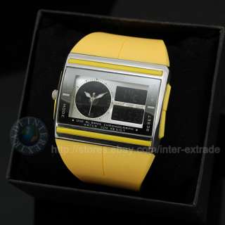 Dual Timezone Men LCD Sport Wrist Alarm Stop Watch Gift  