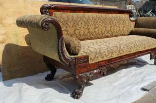 Late Federal/Early Mahogany Empire American Carved Sofa, 1820s  