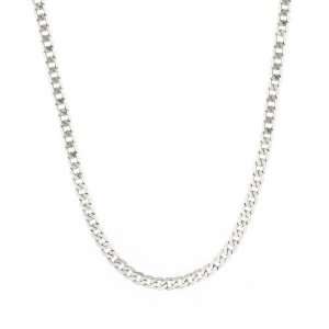  Mens 14k White Gold 2.2mm Cuban Chain Necklace, 16 