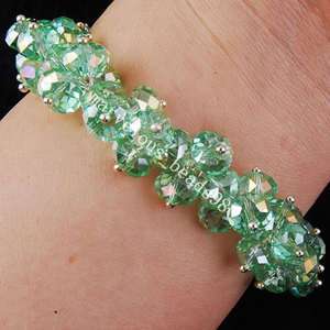 AB Aqua Crystal Wrest Flower Bracelet G1922  