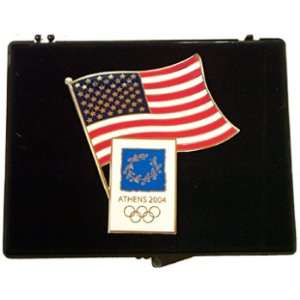  Athens 2004 Olympics Oversized American Flag Pin   Ltd. 2004 