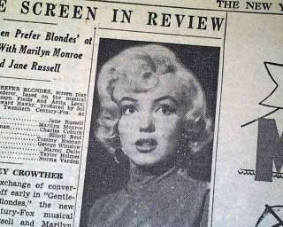 1953 MARILYN MONROE 1st Movie Review in GPB Newspaper *  