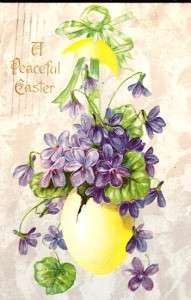 Vintage 1908 Easter Egg Floral Postcard Embossed (3220)  