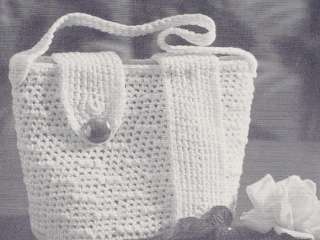 Vintage Crochet PATTERN Crocheted Bucket Bag Purse Tote  