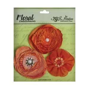   Fabric Flowers 3/Pkg Orange; 3 Items/Order Arts, Crafts & Sewing